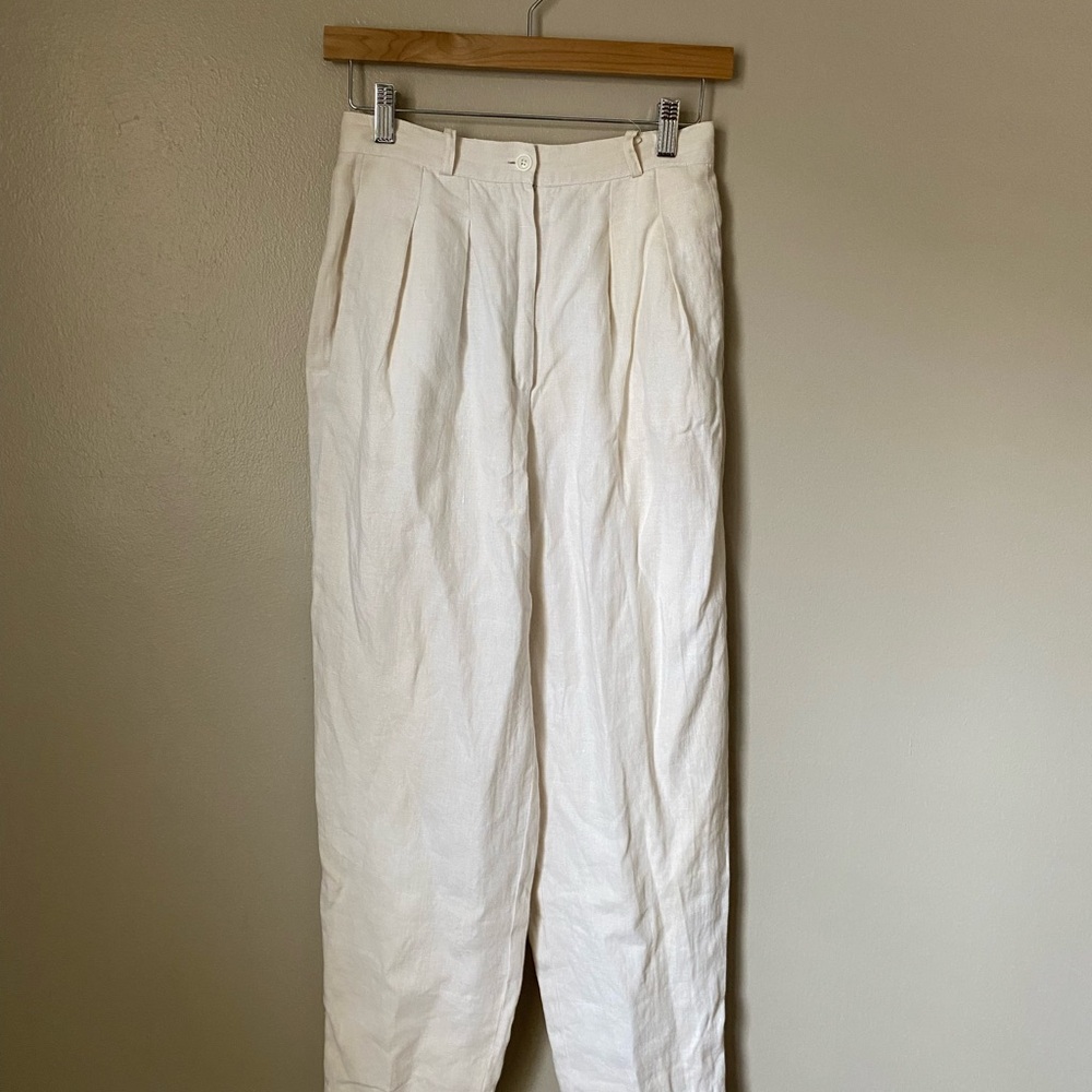 Vintage 90s Women’s Anne Klein White Cream High Rise Trouser